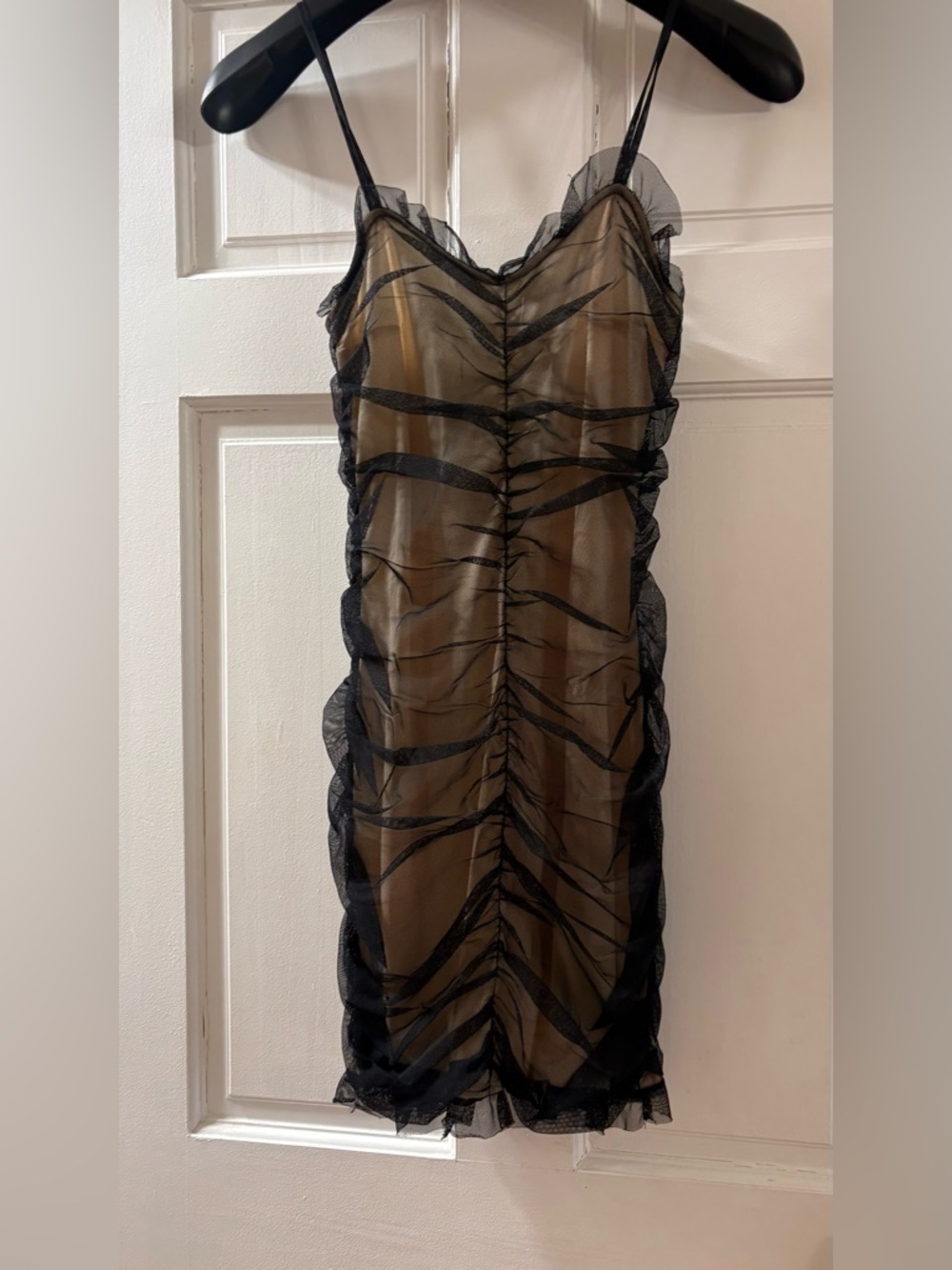 SHEIN Black Sheer Ruched Dress